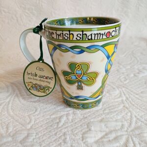 THE IRISH SHAMROCK Clara Irish Weave Bone China Mug Cup 14 oz